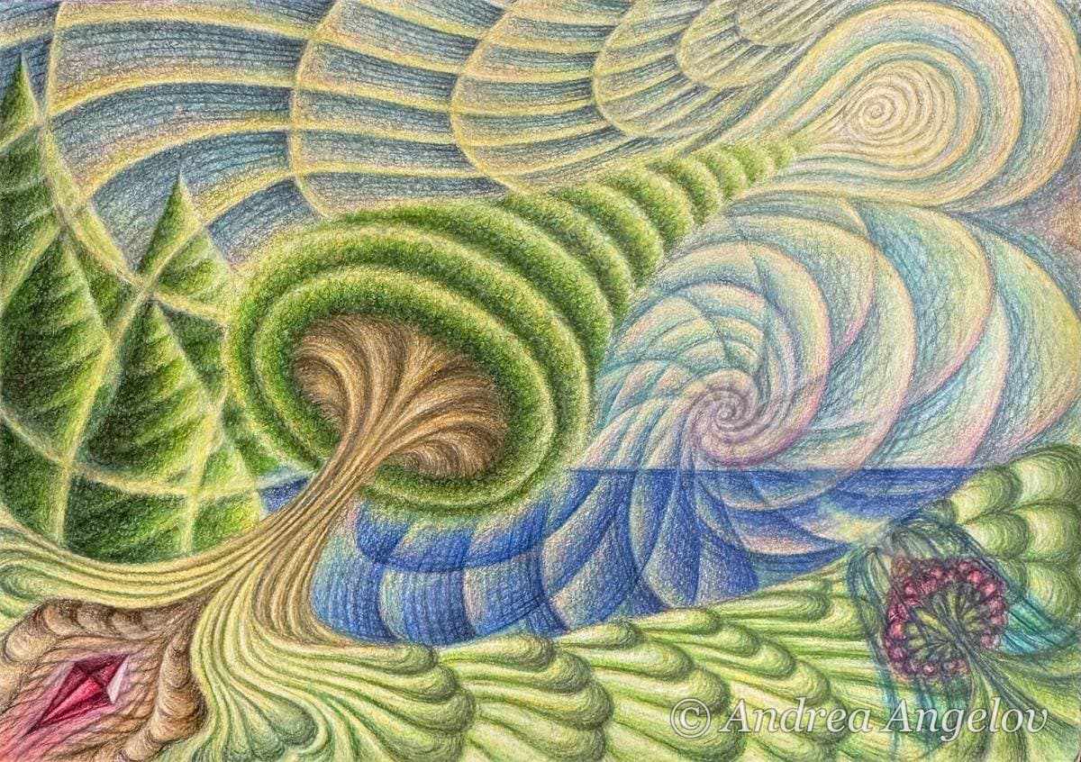 Solar Pathway (2026) — visionary fine art print of an original oil painting by Andrea Angelov